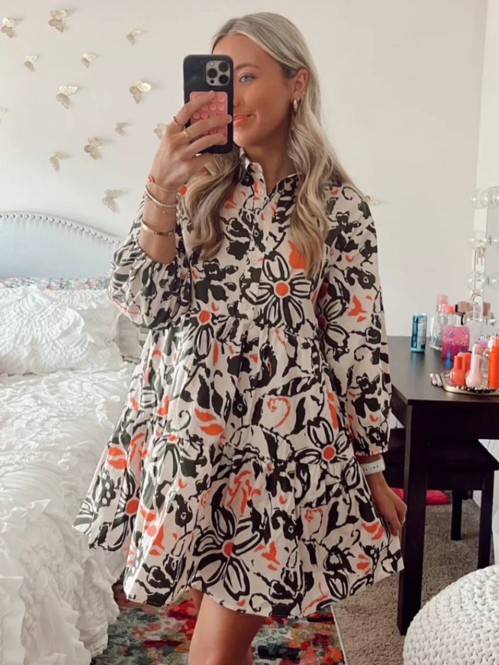 The Bettina Tiered Mini Shirt Dress by Maeve Size S - Picture 4 of 10